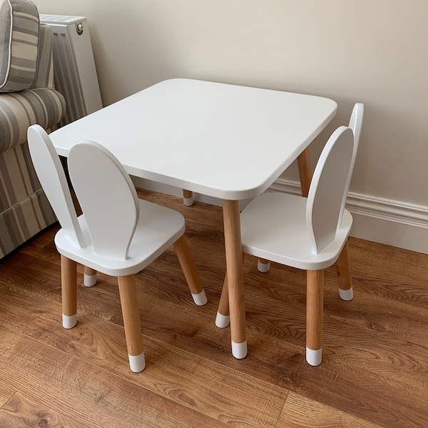 Table and One Bear Chair Set Kids Room Kids Furniture natural Toddler ...