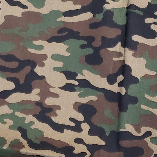 Tissu Coton Imprimé Camouflage Militaire - Marron/Vert - Hauteur 280 Cm - Vendu Au Mètre - Largeur Variable