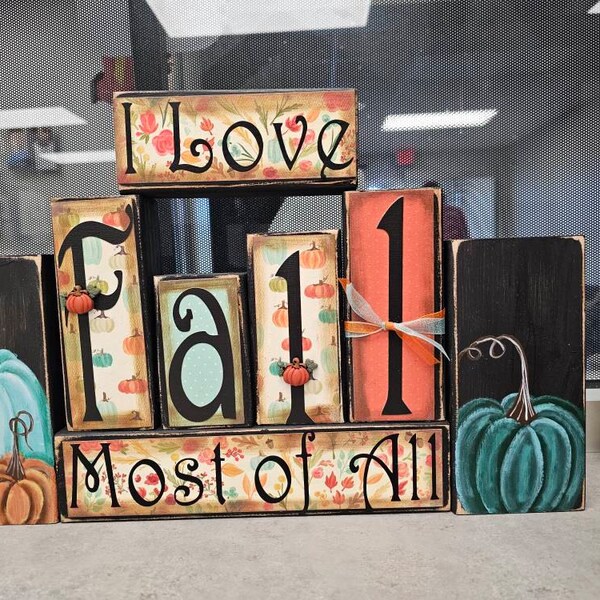Fall Sign, Fall Decor, Fall Decoration, Pumpkin Sign, Fall Blocks ...