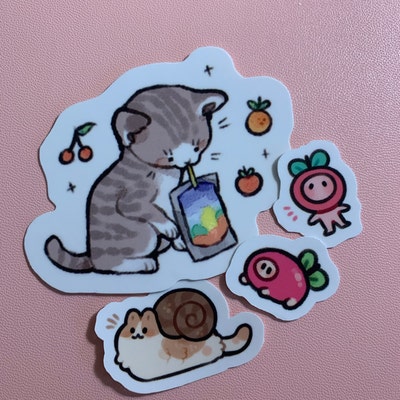 Cat-prisun Sticker / Cat Sticker / Kitten Sticker / Cute - Etsy