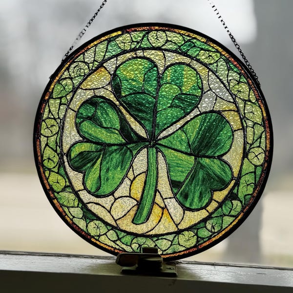 Shamrock Stained Glass Suncatcher, Shamrock Suncatcher, Shamrock Glass ...