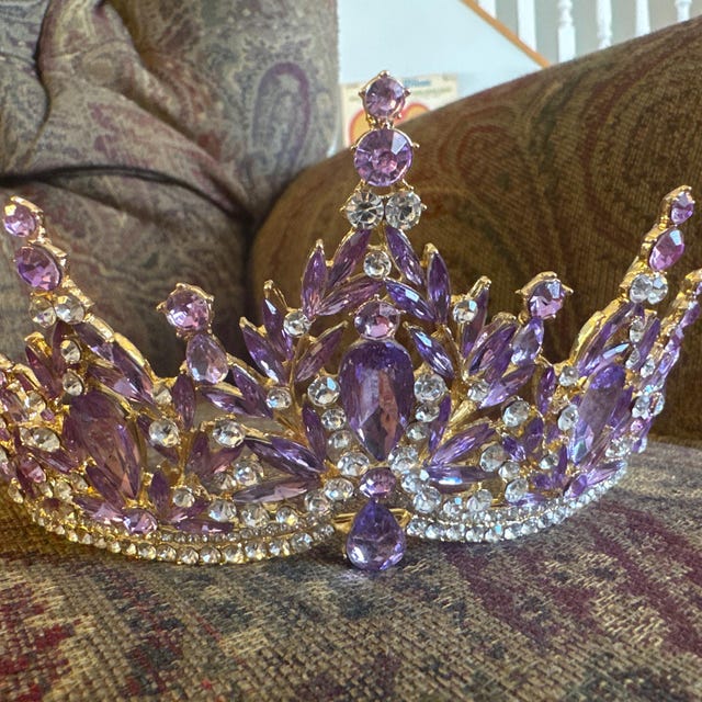 Set Anniversaire 11 Ans Fille - Écharpe 'It's My 11th Birthday' Violette Pailletée + Diadème Couronne Cristal Violet + Broche - Accessoires Reine De La Fête