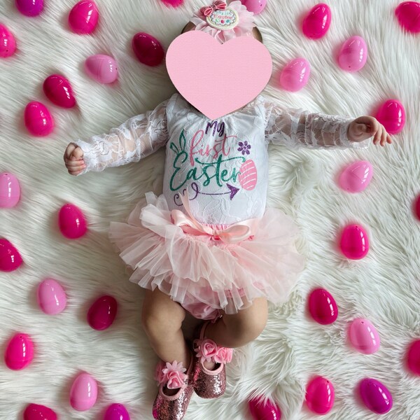 My First Easter Outfit Baby Girl Tutu Bloomer Set With Glitter Shoes — free download
