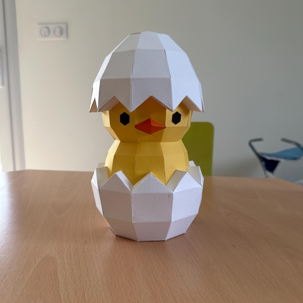 Chick in Egg Papercraft 3D DIY Low Poly Paper Crafts Easter Decor Model ...