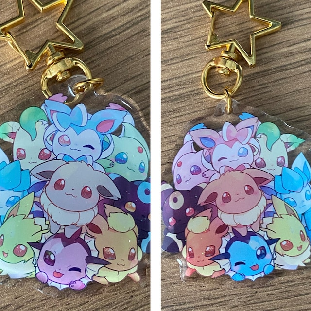 Pokemon Eeveelutions + Pallet Pals Charms (2 inch, Clear Acrylic + Glitter)