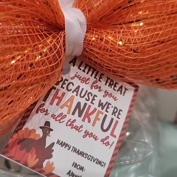 Thankful Gift Tag, Teacher Thanksgiving Gift Tag, PTA Teacher Gift Tag ...
