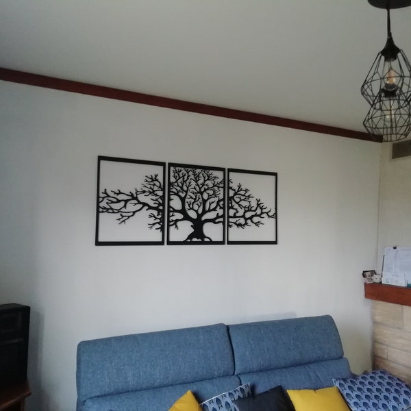 Arbre De Vie Métal 60 Cm Couleurs Chaleur – Décoration Murale Famille De 4 Unique