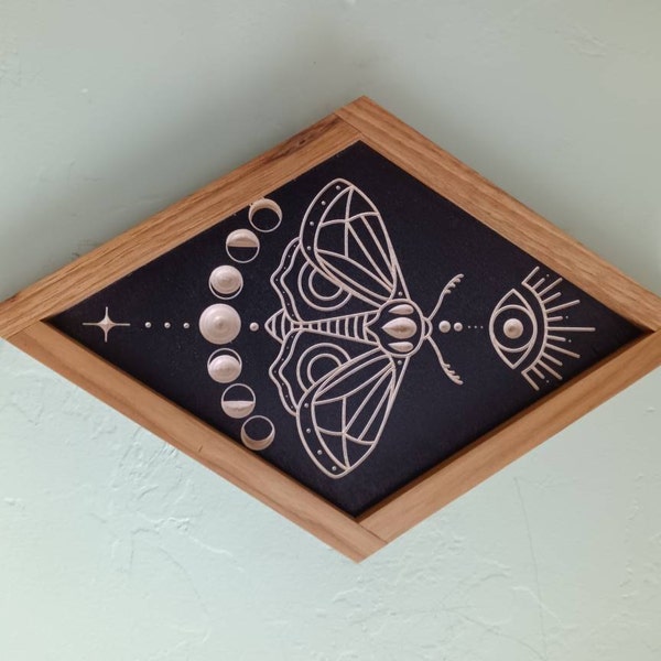 CARVED Wall Hanging Moon Phase Moth - Etsy