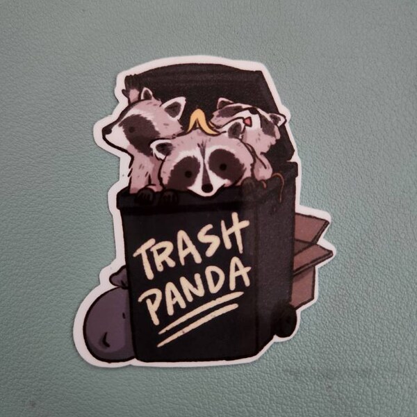 Trash Rummaging Racoon Raccoon Trash Gang Panda | Funny Sticker | Raccoon Sticker | Gifts ...