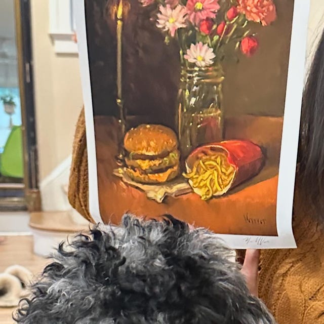 Mcdonald's Big Mac & Candle - NOAH VERRIER Original Still Life Oil