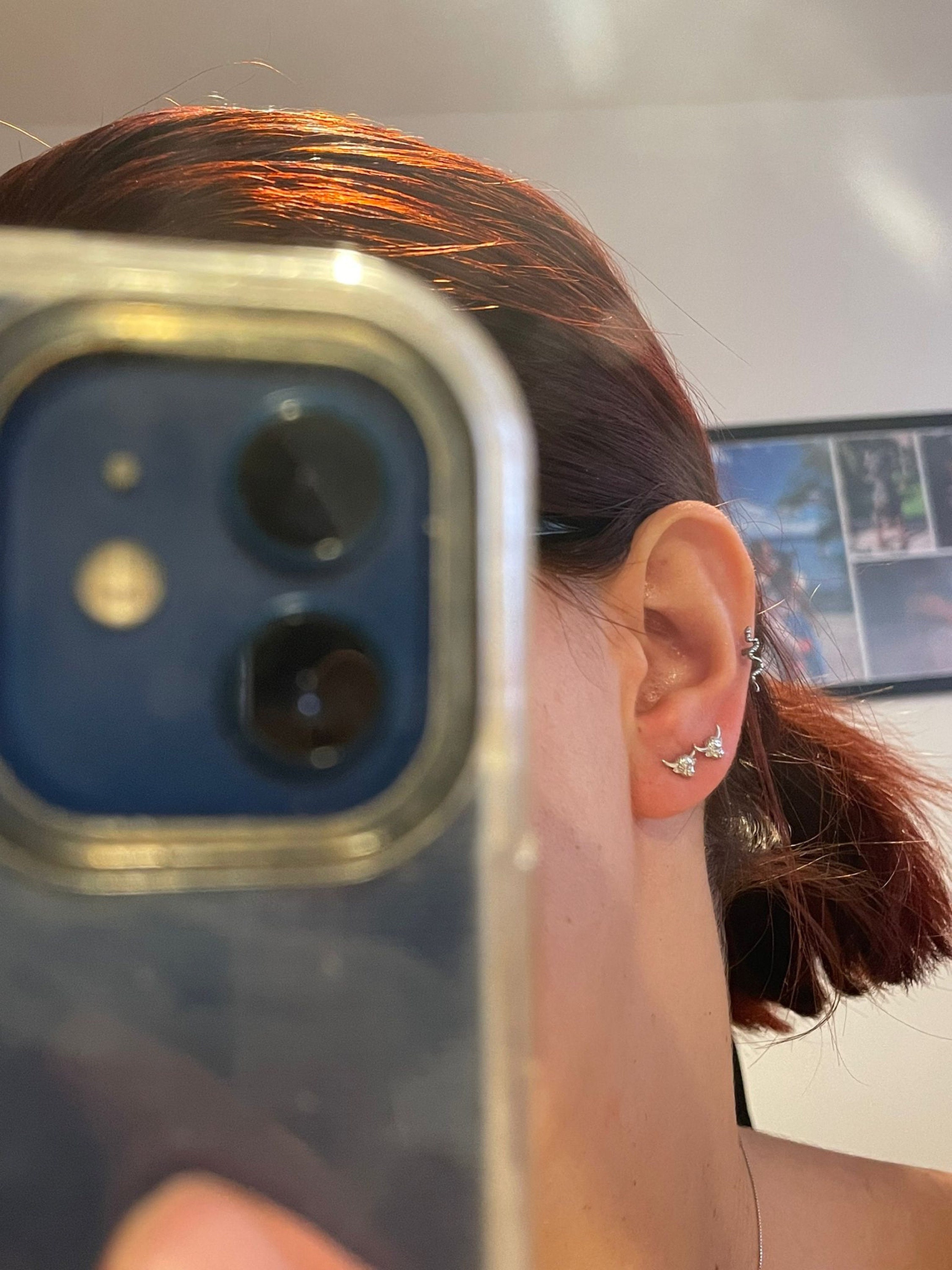 Extra Tiny Highland Cow Barbell Earrings in Sterling Silver, Cow Stud, Bull Earrings, Screw-back, Small Cow Stud, Scotland, Scottish