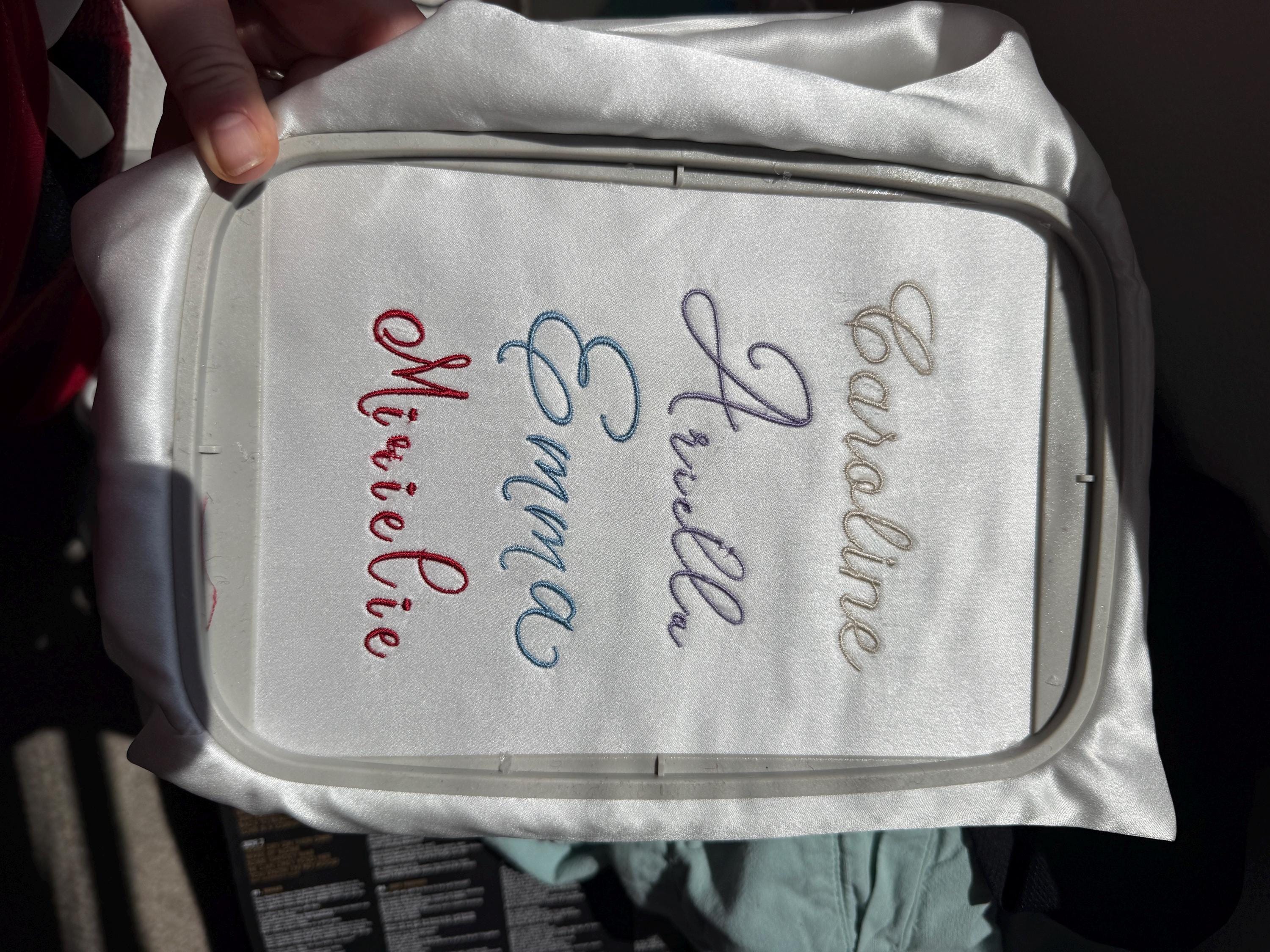 Customer photo for Ariella - Embroidery font