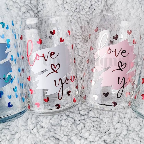Love You • 16oz Glass Can Cutfile, Svg Dxf Png Files Digital Download ...