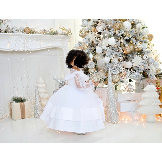 white christmas dresses for infants White Baby Christmas Dress, Toddler White Dress, Baby Girl Dress for Xmas With Snowflakes, Baby Christmas Gift, Girls Christmas Outfit