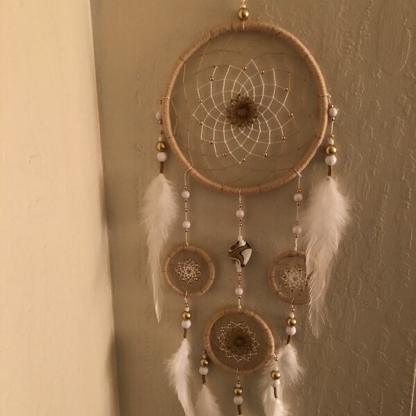 Beige Dream Catcher Large Tan Dreamcatcher Boho Wall Hanging 