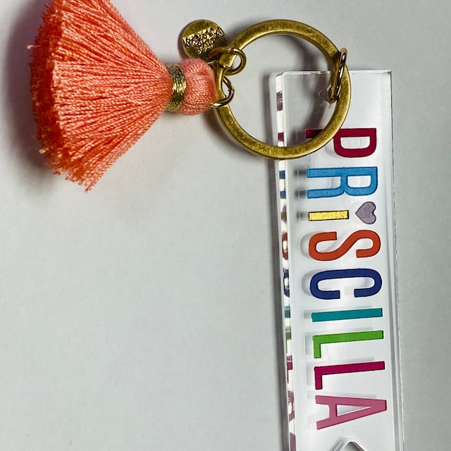 Personalized Name keychain, Custom Name Tag, Colorful tassel keychain, –  jillmakes