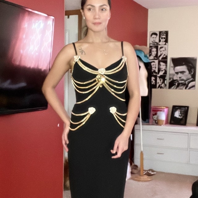 Black Formal Prom Party Dress With Gold Chain - Etsy Canada