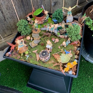 Artificial Moss Pad with tiny flowers-Tiny Fairy Garden moss field-Artificial soil-1 Fairy included