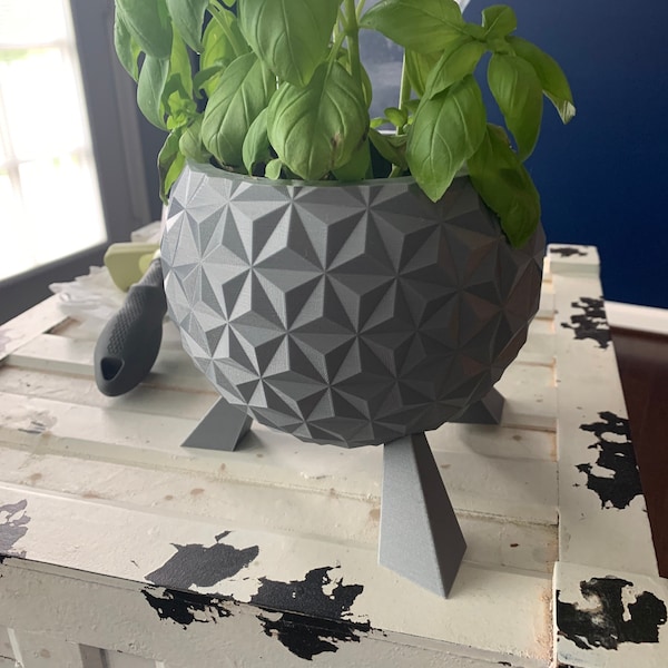 Epcot Spaceship Earth Inspired Planter Disney 3D Printed Silver ...