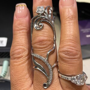 Sterling Silver Full Finger Ringdouble Ringstatement | Etsy