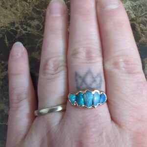 Customer photo from Emily, 5 Stone Raw Opal Ring in Yellow Gold