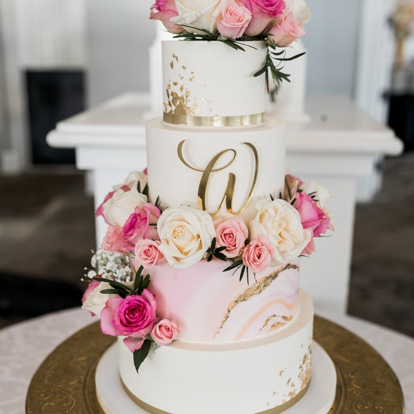 Monogram Plaque | Letter Cake Charm | Custom Cake Charms | Acrylic ...