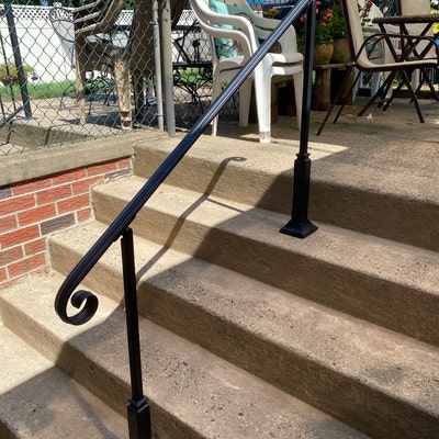 5 Ft. Wrought Iron Hand Rail Wall Rail Stair Step Railing Wall Mount ...