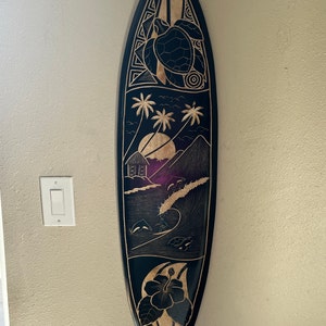 Tribal Mako Shark Decorative Carved Surfboard Wall Plaque 39