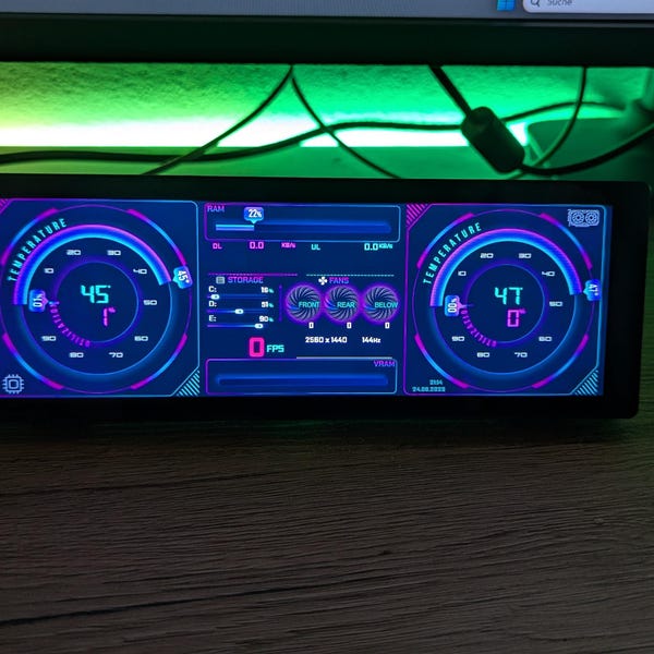 AIDA64 Sensor Panel Template: CPU GPU Monitor (1920x480) (digital ...