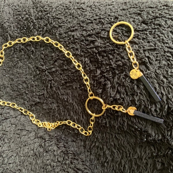 30mm 24 K Shiny Gold Plated Key Chain Rings With Attached Chain , Split ...