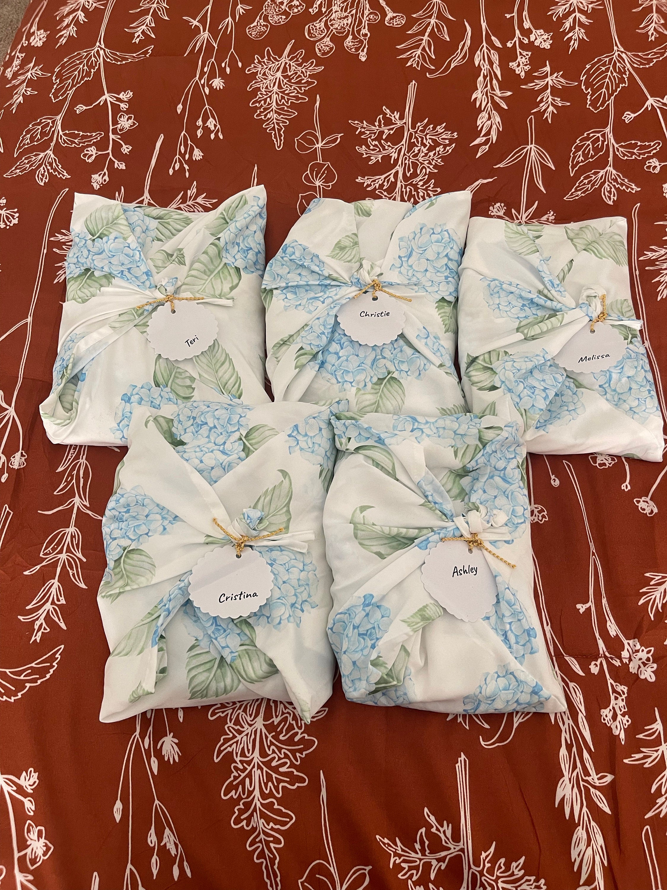 New Hydrangea PJs - Notched Collar Style Pj Sets in Blooming Hydrangeas Pattern - Bridesmaids Pjs