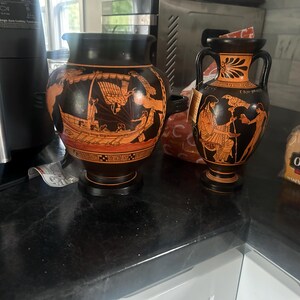 古代ギリシャの花瓶 22 cm、赤像式アンフォラ、アキレスとパトロクロス