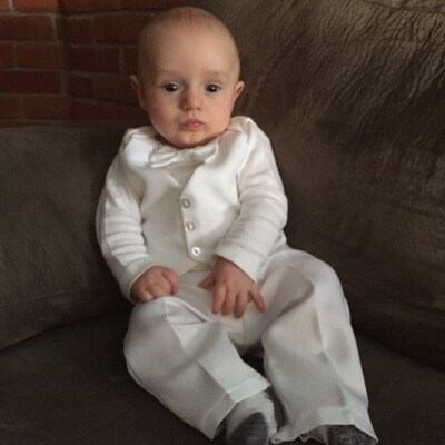 Baby Boy Christening Outfit Baptism Suit Vest Bow Tie Pants & Bodysuit ...