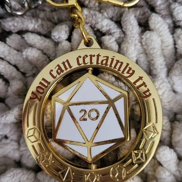 Tries Keychain You Can Certainly Try Spinner Keychain | DM Gift | GM | Dnd Gift | Dice ...
