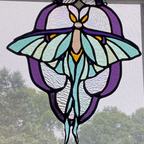 Nouveau Luna Moth Stained Glass Pattern PDF Digital File - Etsy