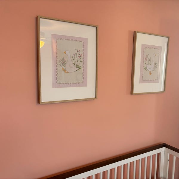 Vintage Pink Silly Goose Nursery Prints, Pink Wall Gallery, Sweet ...