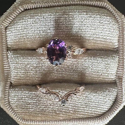 Marquise Cut Moissanite Engagement Ring Set Unique Rose Gold - Etsy
