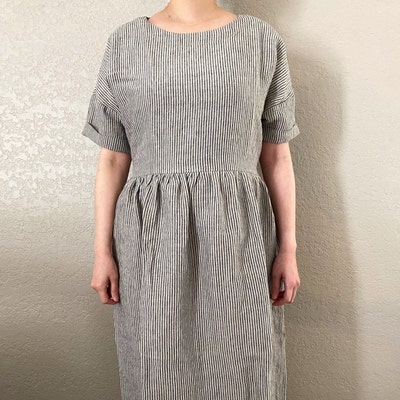 Smock Linen Dress in MAXI Length / Maxi Washed Linen Summer Dress ...