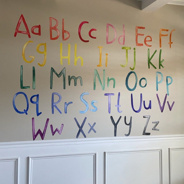 Uppercase Rainbow Watercolor Letters Wall Decal Set – Project Nursery