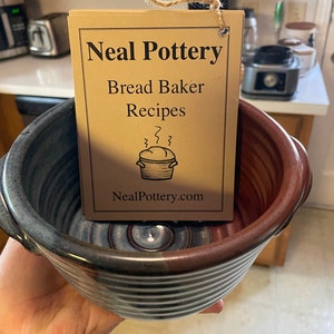 Bread Baker Pottery Bread Crock, 12 Bread Recipes Included Tri-color Glaze  Ceramic Baker by Neal Pottery in Stock and Ready to Ship 