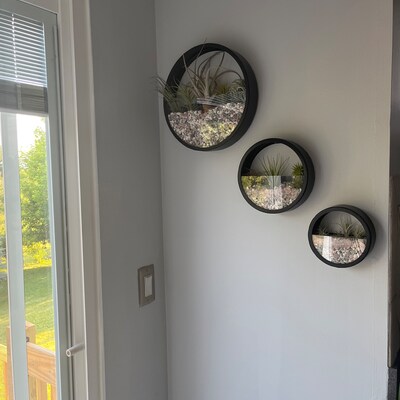 Set of 3 Half Moon Wall Planters, Round Metal Wall Hanging Planter, Modern Wall Planter, Indoor ...