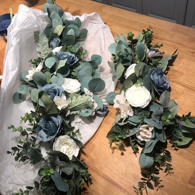 Lot De 2 Arches Florales RESOYE - Soie Et Eucalyptus - Décoration Mariage/Fête - 50cm Et 25cm