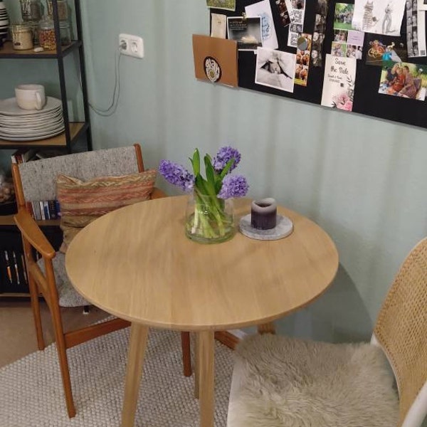 Round Solid Wood White Oak Dining Table Reclaimed Dining Room Large