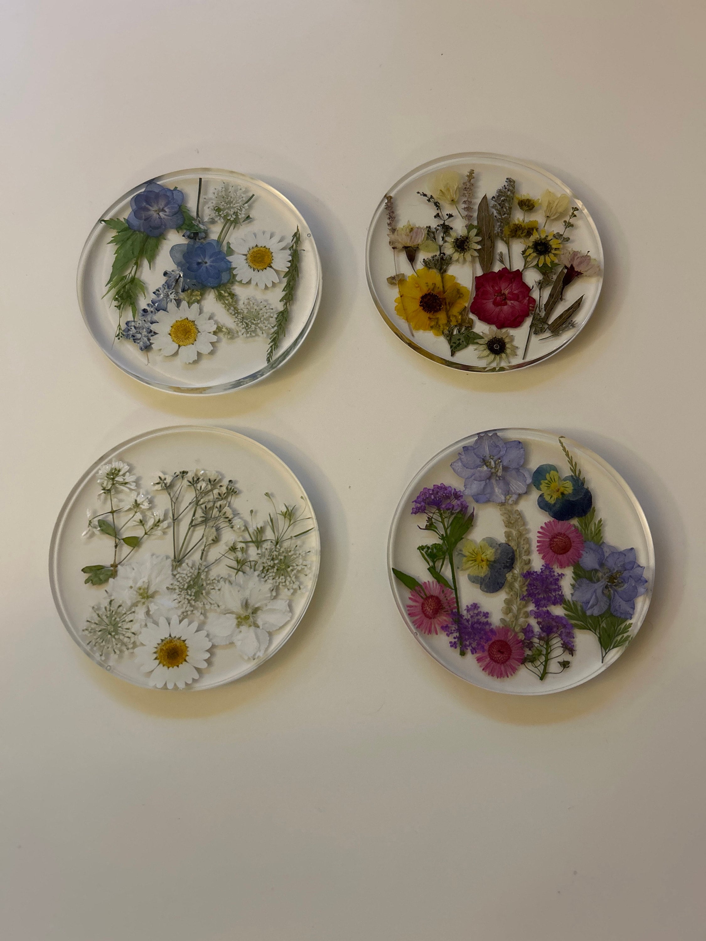 Natural Flowers Coasters,Colorful Pressed Real Flowers Outdoor Coasters,Custom Wedding Birthday Christmas Gifts Table Decor,Wildflowers Art