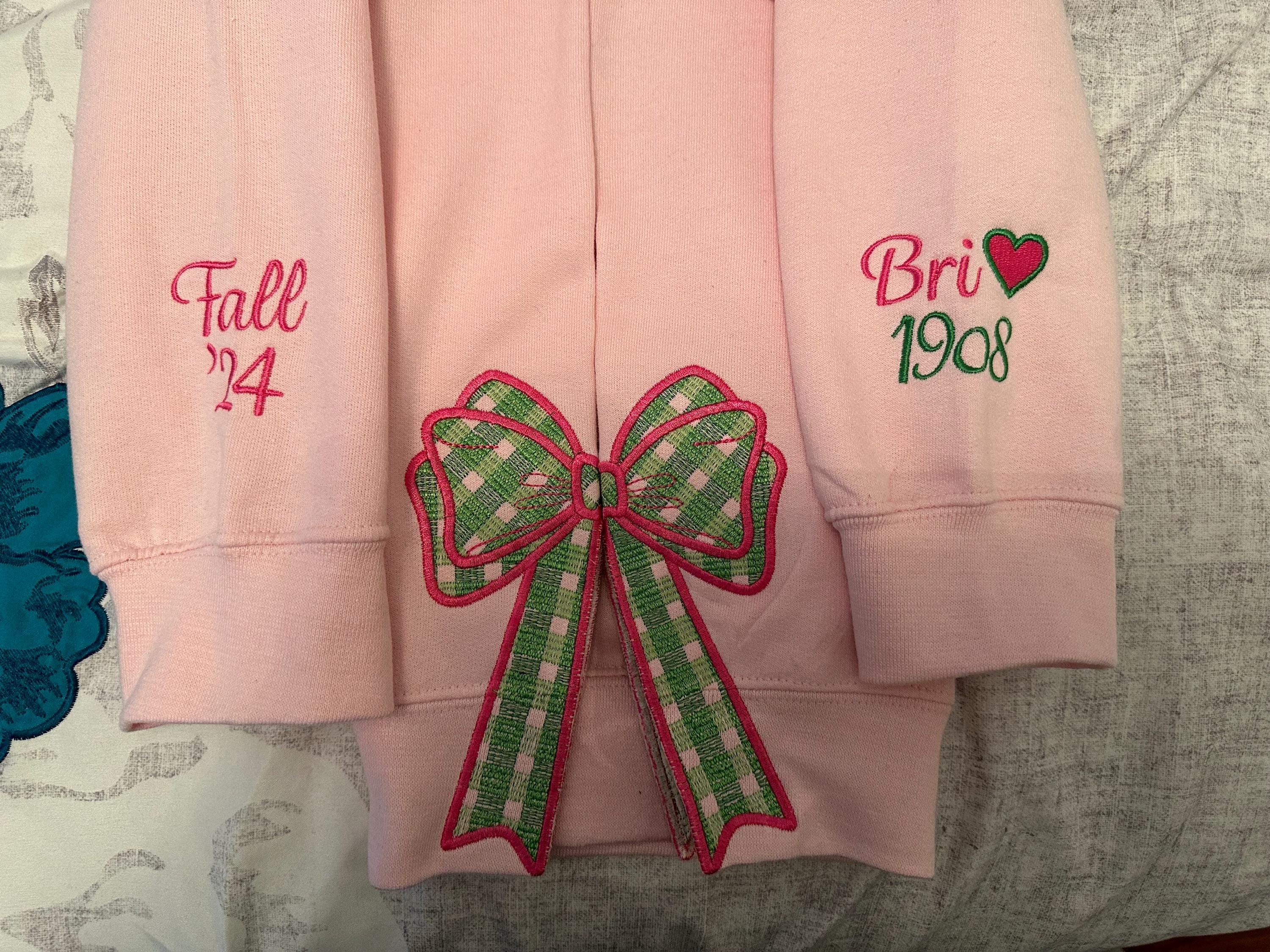 Customer project using Gingham Plaid Butterfly Bow embroidery design