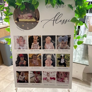 Printable One Year of Photo Poster Template, Modern 1st Birthday ...