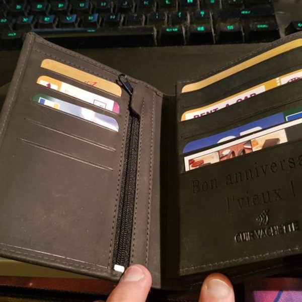 Portefeuille Personnalisé Cuir Avec Photo Et Texte - Cadeau Pour Papa - Neuf Avec étiquettes