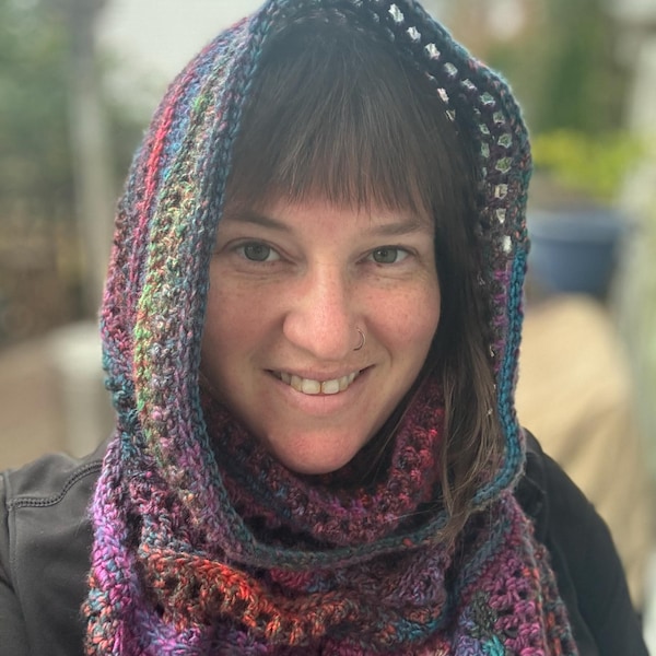 PDF Crochet Pattern - Bohemian Hooded Cowl Scarf - Boho Scarves With ...