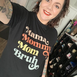 Mama T-Shirt for Women - Funny Ma Mama Mom Bruh Graphic Plus Size Tees Shirt Criss-Cross One Shoulder Tops(Grey,M,11352r