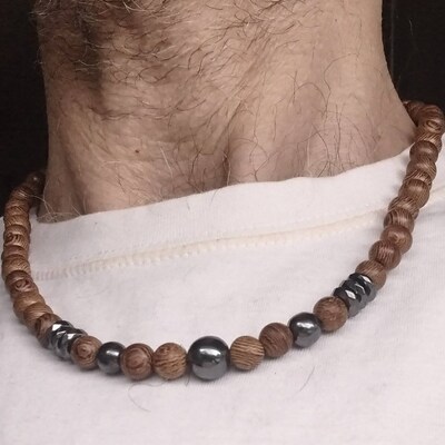 Collier Homme Pierre De Lave & Turquoise - Pendentif Arbre De Vie - Style Bohème - Neuf Avec étiquettes